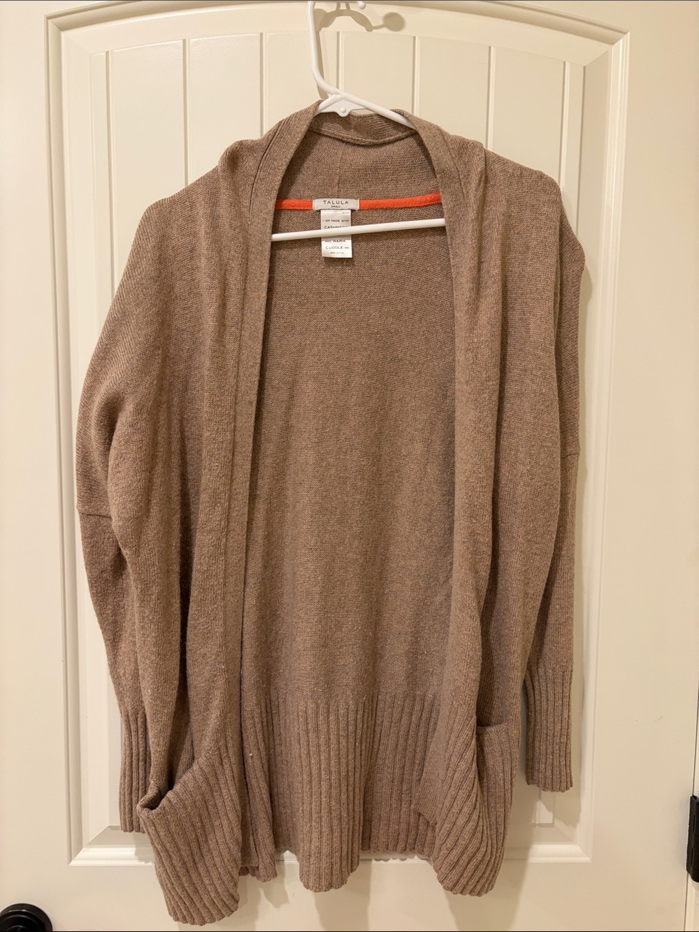 Aritzia Tulula Open-Front Cashmere Taupe